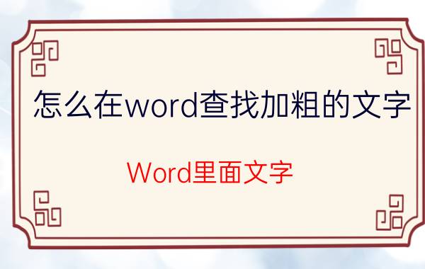 怎么在word查找加粗的文字 Word里面文字